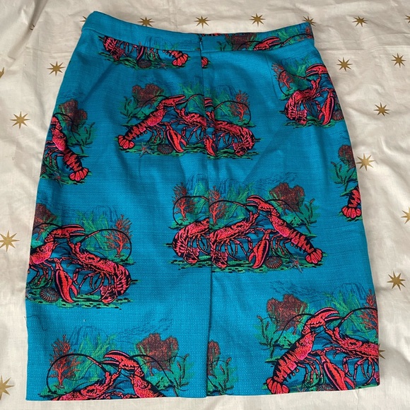 J. Crew Pencil Skirt in Lobster Print Grass Cloth Size 12 - Picture 3 of 8